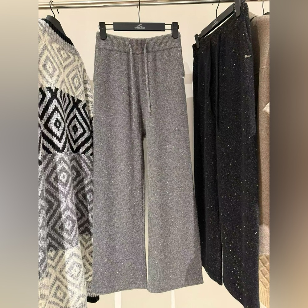100% cashmere FARI Grey women pants